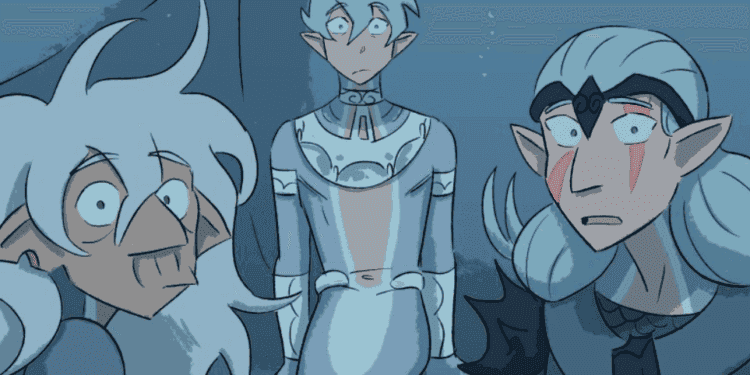 Castle Swimmer manhwa characters: Elder Selkie, Prince Siren, and Queen Susca