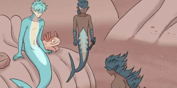 Siren, Pim, and Pagoon with Arp in Castle Swimmer