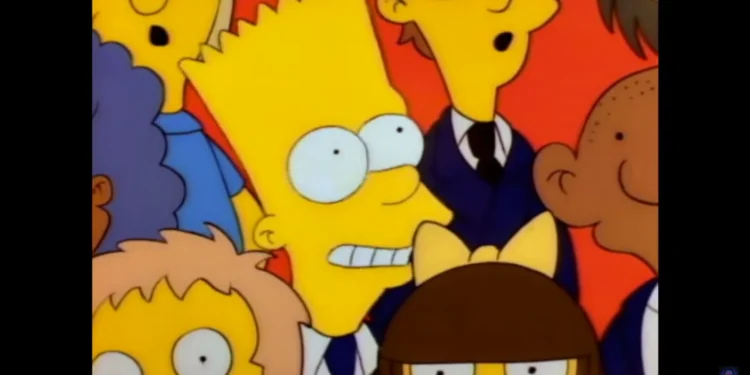 Marvel, DC and Simpsons crossover - Simpsons Roasting on an Open Fire: Bart singing a parody version of Jingle Bells featuring Batman