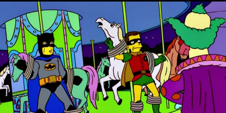 Large Marge: Batman and Robin tied to a death carousel