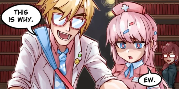 Clinic of Horrors Chapter 7: Doctor Albright and Bianca looking at word worms