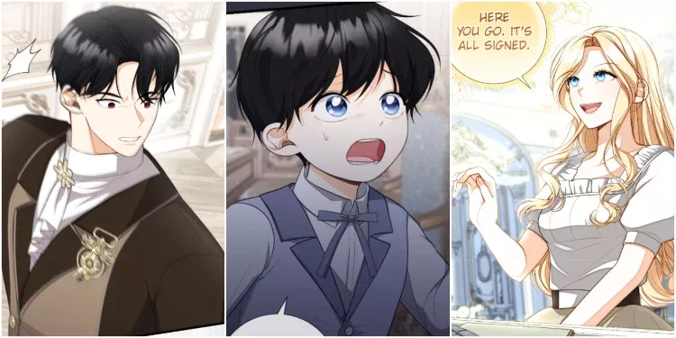 Kaiden, Deluan, and Elia in Raising the Second Male Lead's Son Chapter 1-4